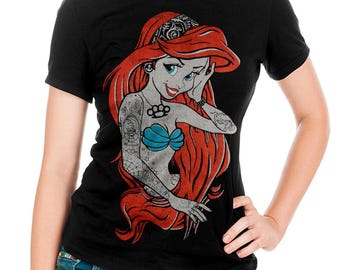 Camiseta vintage rock de La Sirenita Ariel, tallas para hombre y mujer