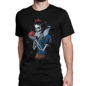 死の白雪姫とリンゴのTシャツ、メンズとレディースのサイズ