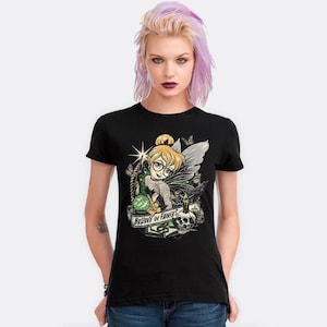 Tätowierte Tinker Bell Believe In Fairies T-Shirt, Männer- und Frauengrößen (DSY-077700)