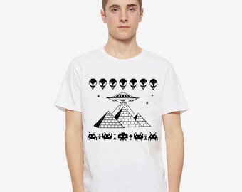 Alien Invaders Cool Graphic T-Shirt, Men's and Women's Sizes (DSN-28991)