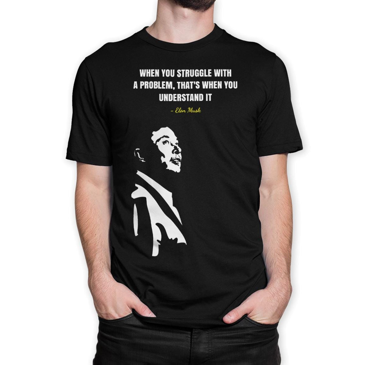 Elon Musk Hip Hop Hipster Match Lucky Thin T-Shirt Black, Black