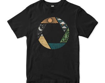 Natur Geometrische Kunst T-Shirt, Herren- und Damengrößen