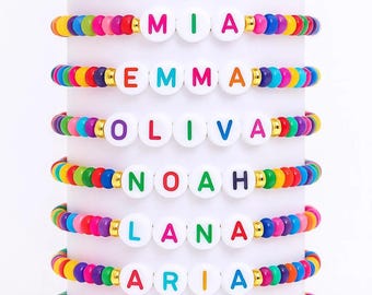 Custom Name Bracelet | Bold Color Options | Modern Handmade Style | Corporate Gift or Team Giveaway