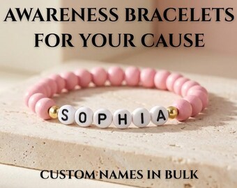 Pulseras de concientización sobre el cáncer al por mayor / Regalo personalizado para sobrevivientes / Recuerdos para recaudar fondos para la lucha contra el cáncer de mama
