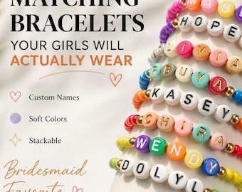 Bulk Seed Bead Bracelet | Custom Name Dainty Stacking Bridesmaid Gifts