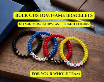 Pulseras personalizadas con nombre al por mayor / Cuentas de madera personalizadas / Regalo para equipos de empresa / Recuerdos para eventos / Pedidos grupales