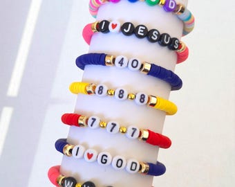 Christian Heishi Bracelet | Faith Bulk Gift for Church & Youth Groups | Bible Verse Beaded Jewelry