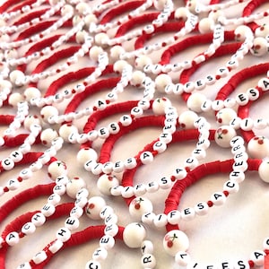 1-25-50-100-200-1000 Custom School Bracelets, Bulk Personalized Name Bracelets, Handmade Beaded Bracelet Gift, Custom Beaded Bracelets