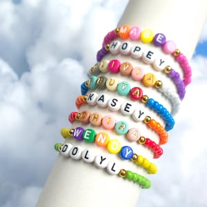 Colorful Seed Bead Name Bracelets — Handmade Friendship Jewelry for Teams, Birthdays & Summer Events