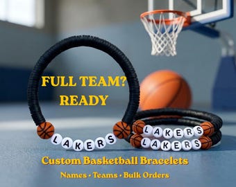 Custom Basketball Name Bracelets | Team Player Coach Bulk Gifts