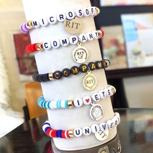 Personalized Beaded Bracelets in Bulk for Companies, Events & Corporate Branding Gifts, Custom Logo Bracelets, Bulk Order Bracelet