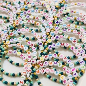 Custom Beaded Bracelets in Bulk, Ideal Team & Friend Gifts, Personalized Beaded Name Bracelets, Handmade Jewelry - Name Beaded Bracelet