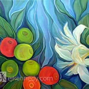 Matted 11 x 14 Print of Original Oil Painting by EJKennedy - Framed or Unframed, Coffee Plant