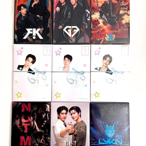 May include: A collection of nine rectangular cards featuring images of people and text. The cards have various designs, including portraits, group photos, and graphic text. The color palette includes red, black, white, and blue.