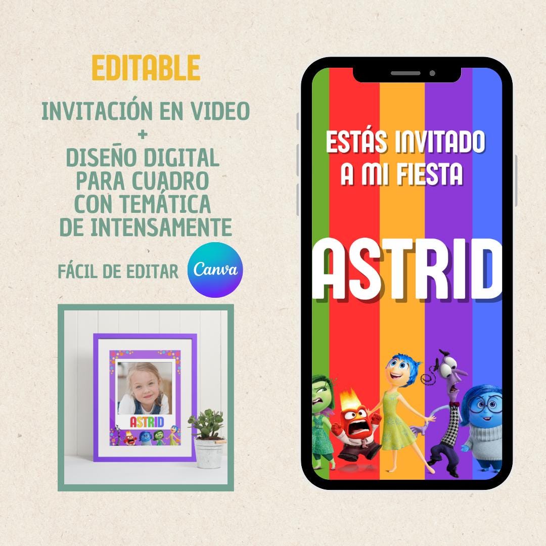 Inside Out 2 Birthday Party Video Invitation, Emotions Digital Animated  Video Invitation for Mobile - Etsy, image size:1080x1080
