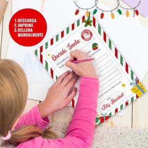 Plantilla de carta editable a Santa para niños, carta a Santa, carta imprimible a Santa, carta personalizada para Santa