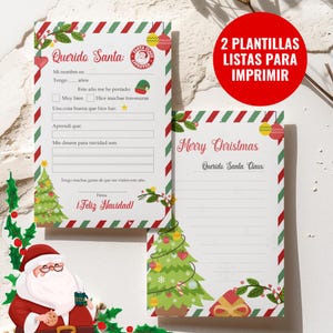 Plantilla de carta editable a Santa para niños, carta a Santa, carta imprimible a Santa, carta personalizada para Santa