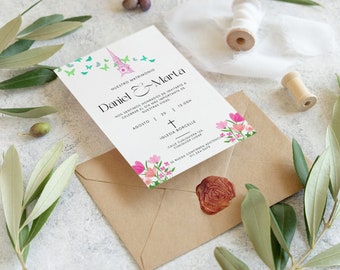 Wildflower Wedding Invitation Template, Printable Wedding Invitation, Wedding Invitation, Wildflower Invitation