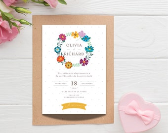 Wildflower Wedding Invitation Template, Printable Wedding Invitation, Wedding Invitation, Wildflower Invitation