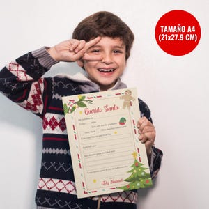 Plantilla de carta editable a Santa para niños, carta a Santa, carta imprimible a Santa, carta personalizada para Santa