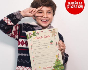 Editable letter to Santa template for kids, letter to Santa, printable letter to Santa, personalized letter to Santa