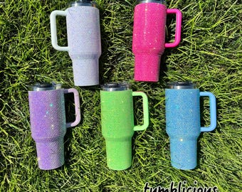 40oz Rhinestone Stainless Steel Tumbler: Leak-Proof with Straws