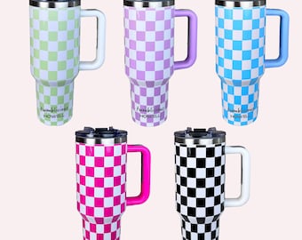 HOWWELL, Checkered Print, Checkered Pattern, 40oz, Tumbler, Stainless Steel, Leak Proof