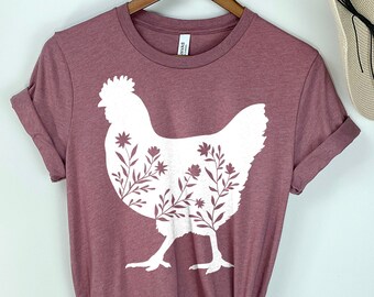 Floral Chicken T-Shirt: Farm Hen Tee