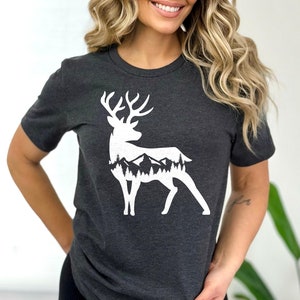 Forest Deer with Antlers Shirt | Nature Lover Tee | Unisex Deer and Nature T-Shirt | Unisex Hunting Gift with Deer Graphic for Husband