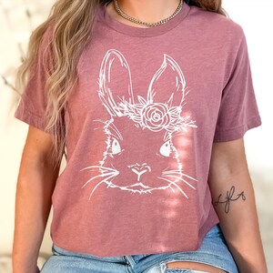 Bunny Shirt, Floral Bunny Shirt, Rabbit With Flower T-Shirt, Easter Bunny Shirt, Happy Easter Shirt, Women Shirt, Animal Lover
