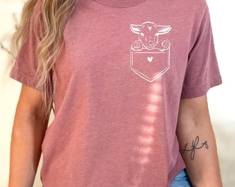 Funny Sheep Pocket Tee - Farmer Cowgirl Gift