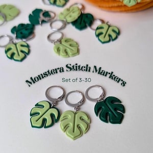 Monstera Maschenmarkierer-Set, umweltfreundliches 3D-gedrucktes Garnzubehör in verschiedenen Farben