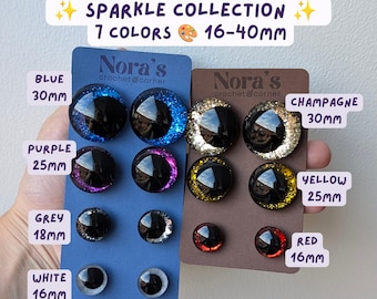 Glitter Safety Eyes for Crochet Plushies, Amigurumi in 16-40mm | Hand Painted | Sparkle Collection