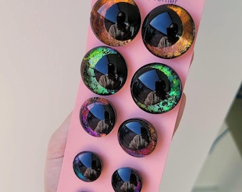 Ojos de seguridad pintados a mano para amigurumi / 35 mm 30 mm 25 mm 20 mm 18 mm 16 mm / Ojos 3D con efecto de cristal roto para crochet / Ojo que cambia de color