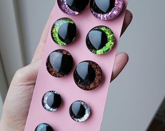 Hand-painted safety eyes for amigurumi | 35mm 30mm 25mm 20mm 18mm 16mm | 3D sinker eyes for crochet plushies | Kawaii glitter safety eyes