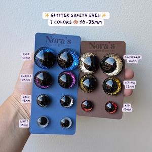 Handpainted Glitter Safety Eyes: 16mm-35mm Eyes for Amigurumi, Crochet Plushies and Dolls