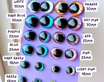 Ojos de seguridad con purpurina, colección Light Aurora, pintados a mano con efecto de cambio de color, de 16 mm a 35 mm para peluches de amigurumi de ganchillo.