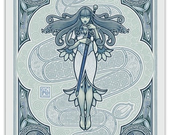 Arthurian Legend Art Print: Lady of the Lake Celtic Mythology Poster