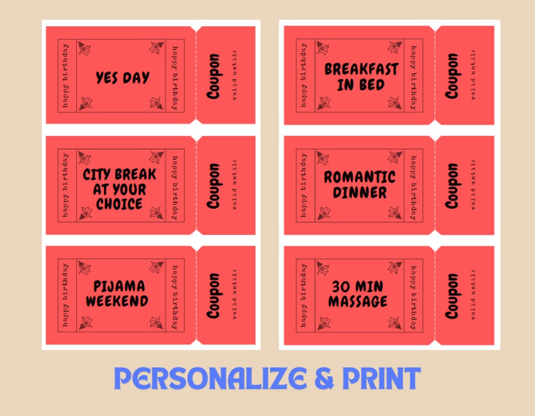 Printable Birthday Coupon Template Birthday Gift Voucher Editable