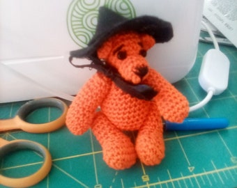 Halloween Witch Bear, miniature crocheted