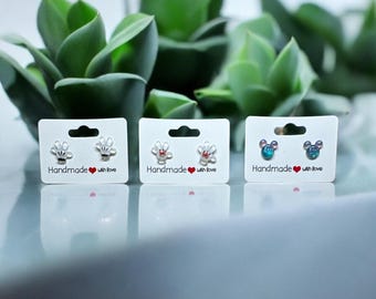 Pendientes inspirados en Mickey Mouse, pendientes con temática de Disney, Mickey Mouse, pendientes de Mickey Mouse