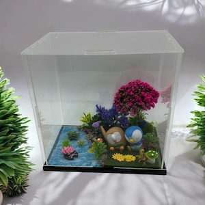 Rowlet Piplup Acrylic Display,Rowlet Piplup Diorama,Pokemon Terrarium,Pokemon Diorama,Pokeball Terrarium,Pokeball Diorama,Pokemon