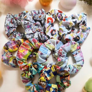 Disney Princess Inspired Scrunchies,Handmade Scrunchies,Disney,Princess,Rapunzel,Snow White,Mulan,Aurora,Cinderella,Ariel