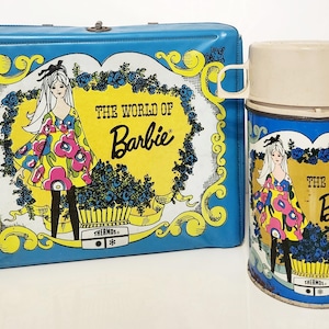 Vintage World of Barbie vinyl lunchbox and thermos