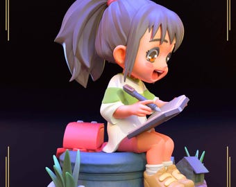 Figura de Chihiro / El viaje de Chihiro / Resolución 12k / Impresa en 3D / Sin ensamblar / Sin pintar