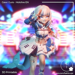 Idol Gawr Gura Figure | VTuber | 12k Resolution | 3D Printed | Unassembled | Unpainted