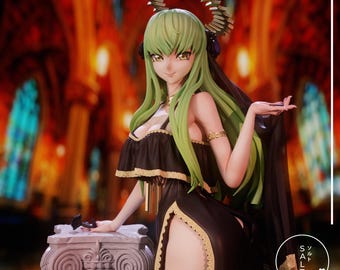 C.C. Black Bride Figure | Code Geass | 12k Resolution | 3D Printed | Unassembled | Unpainted