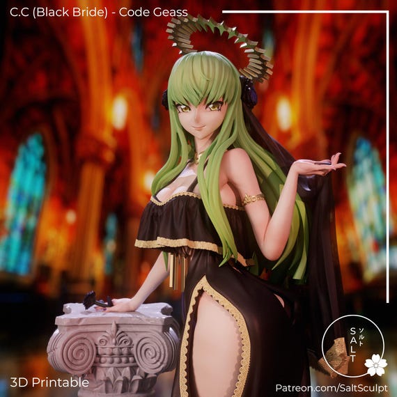 C.C. Black Bride Figure | Code Geass | 12k Resolution | 3D Printed