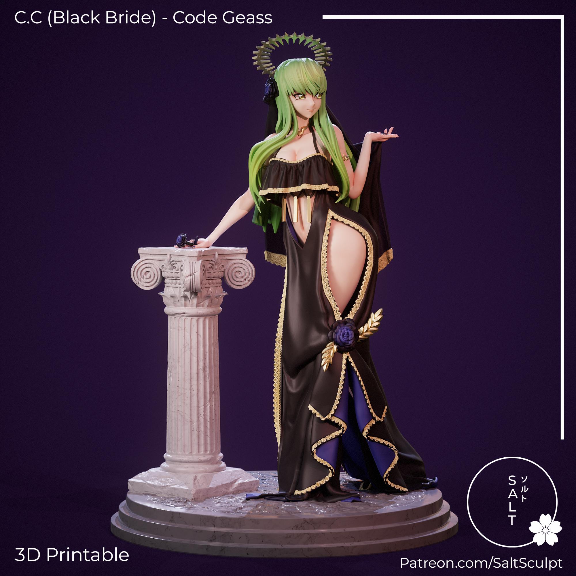 C.C. Black Bride Figure | Code Geass | 12k Resolution | 3D Printed 
