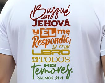 Design de camiseta cristã: Salmo 34:4 | Versículo da Bíblia | Arquivo digital PNG/SVG/PDF para download e impressão.